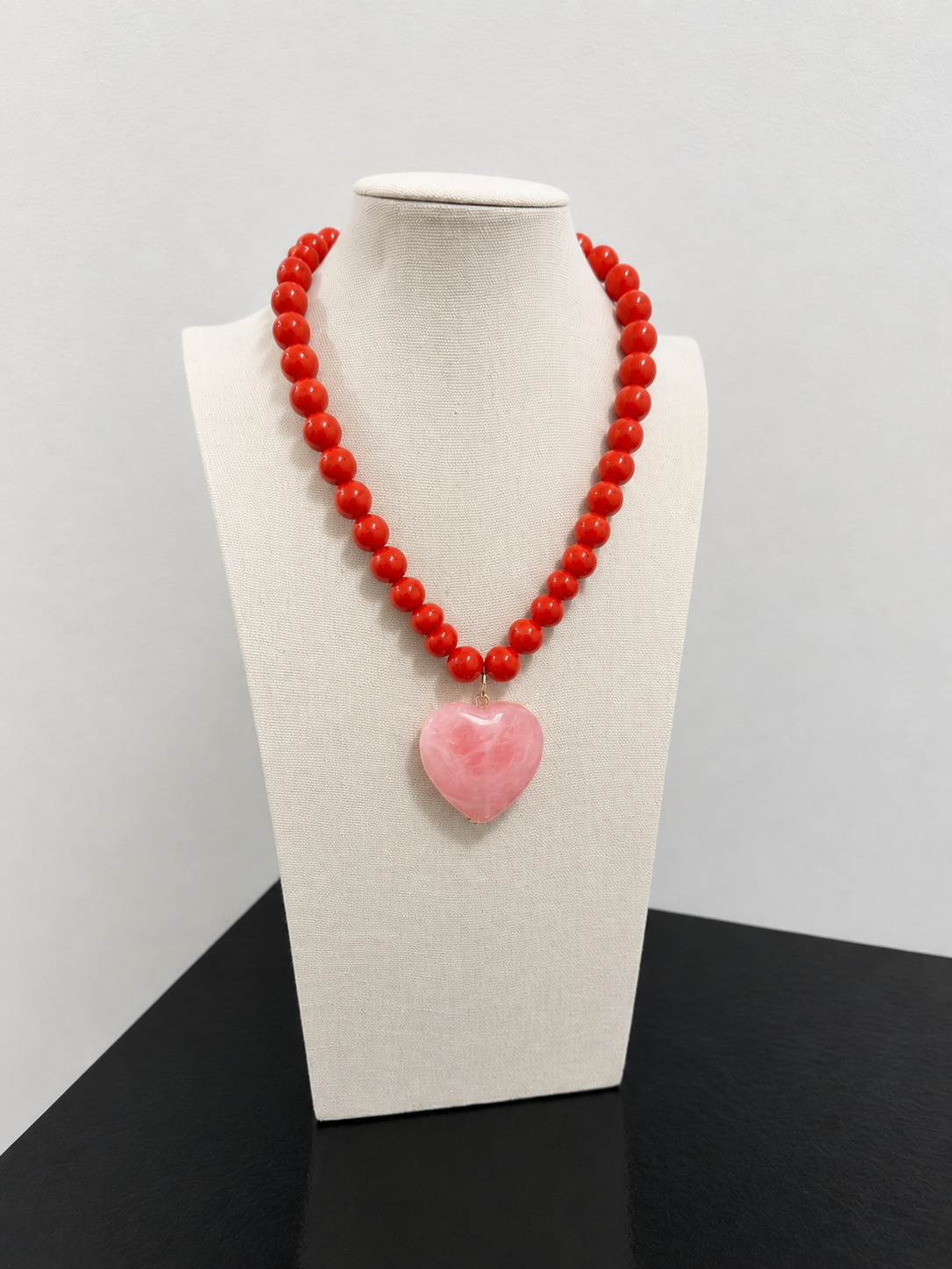 Chunky Red Pink Heart Necklace