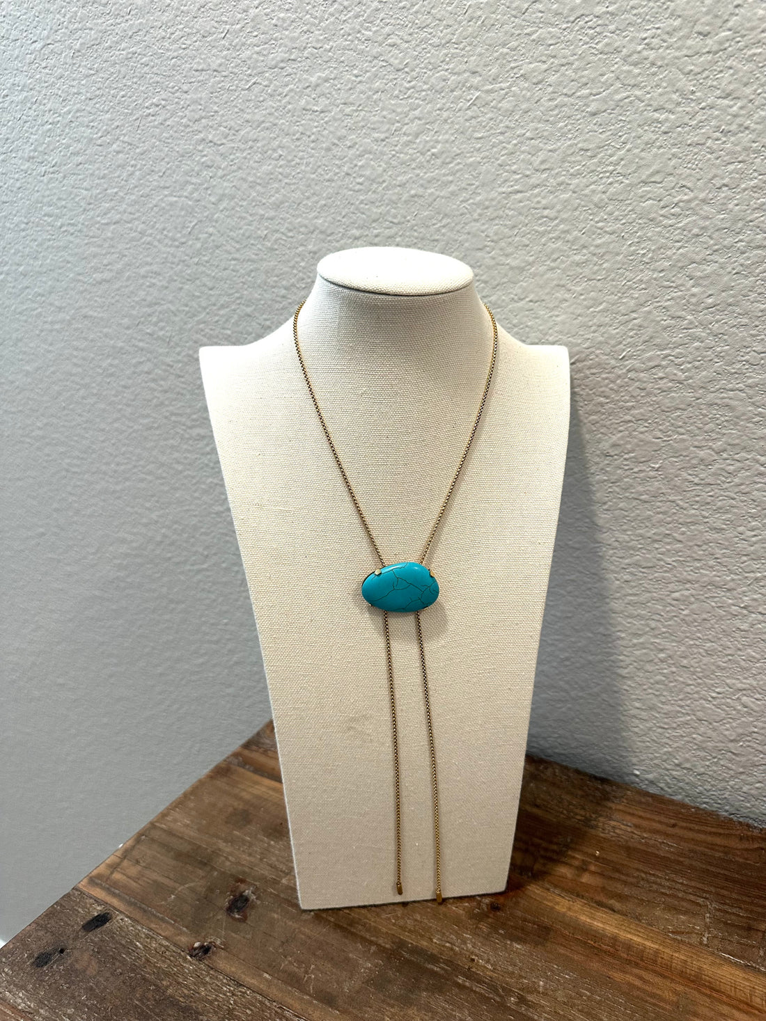 Gold Turquoise Bolo Charm Necklace