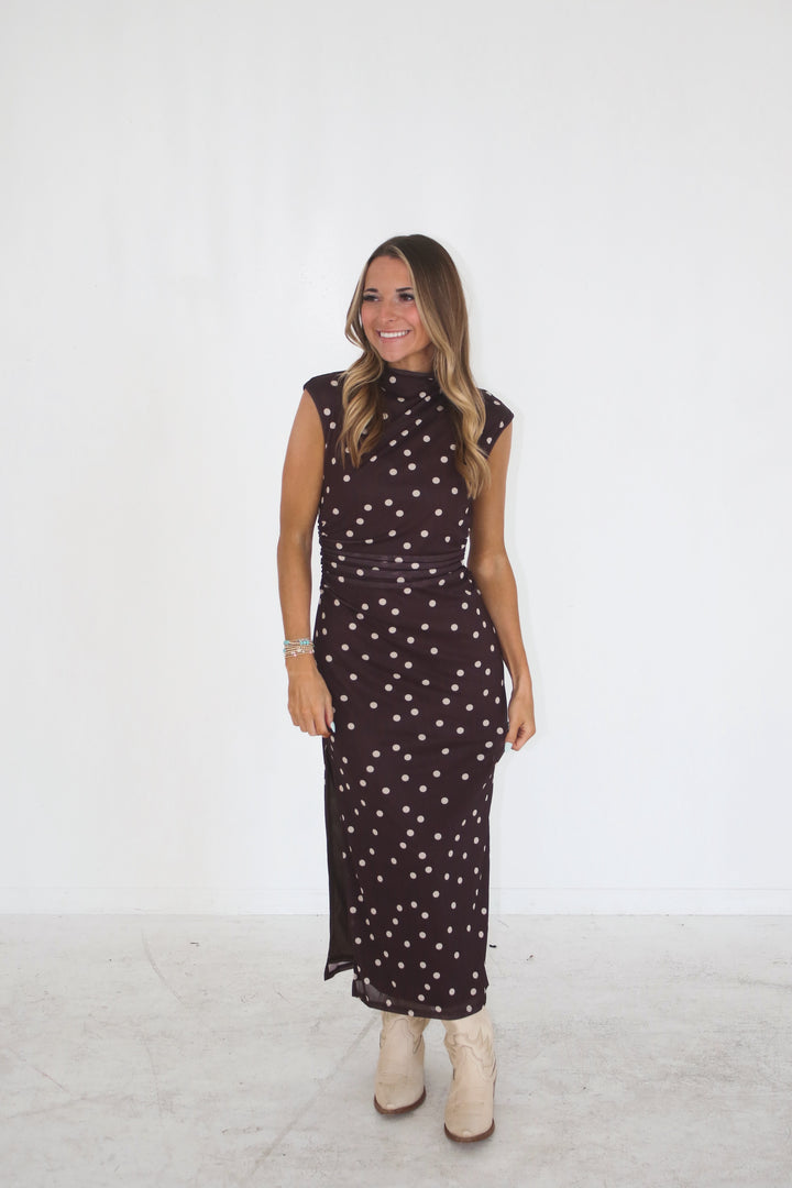 Polka Dot Midi Mesh Dress