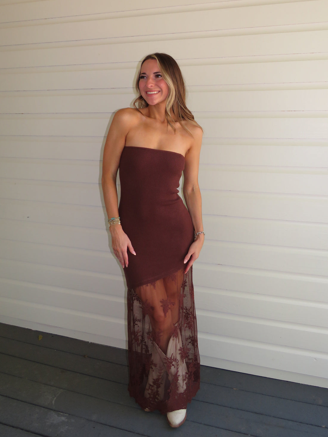 Mocha Lace Sweater Dress