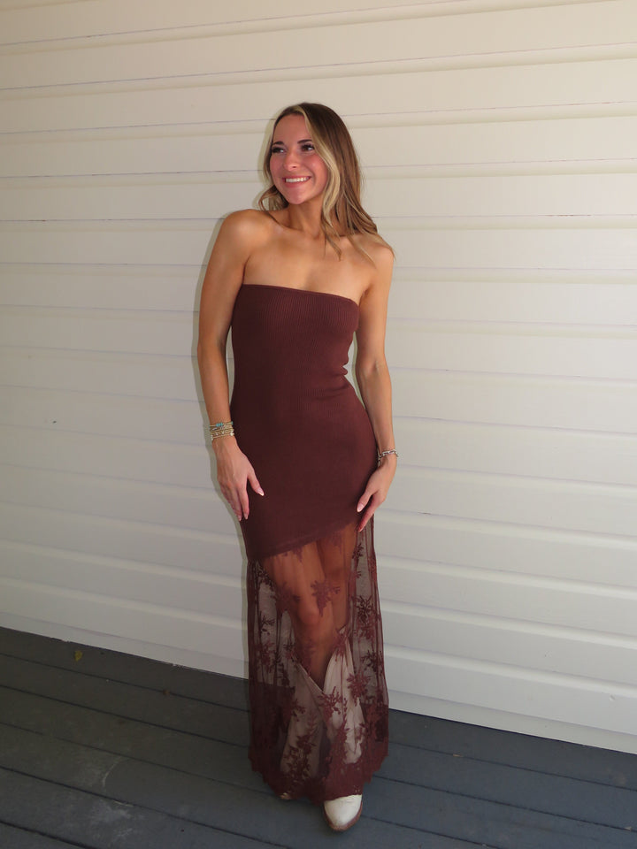 Mocha Lace Sweater Dress