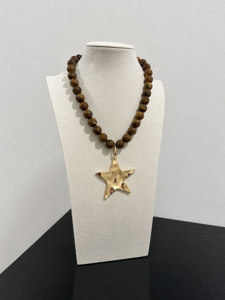 Chunky Brown Star Necklace