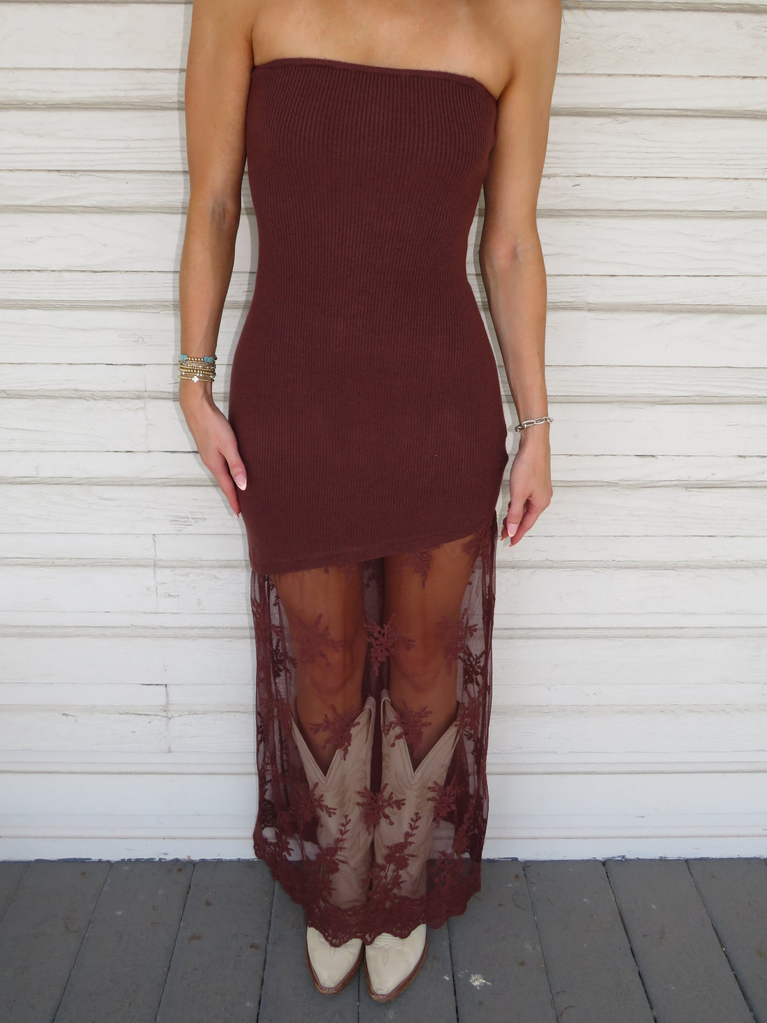Mocha Lace Sweater Dress