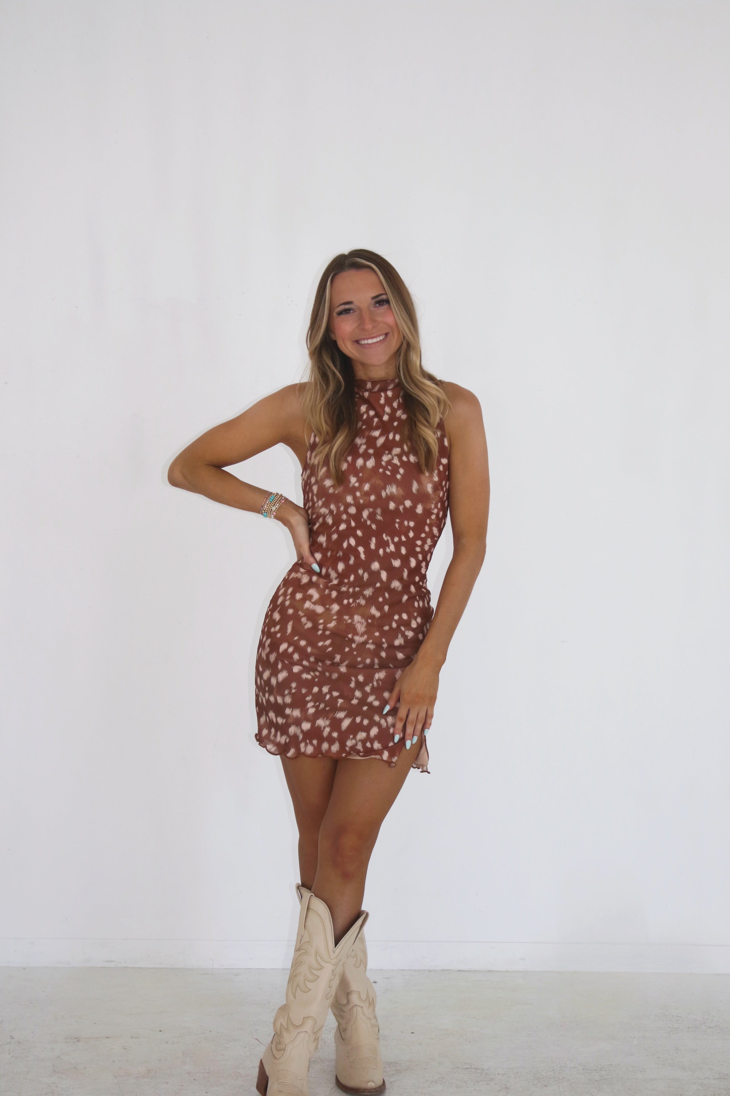 Mini Mesh Deer Print Dress