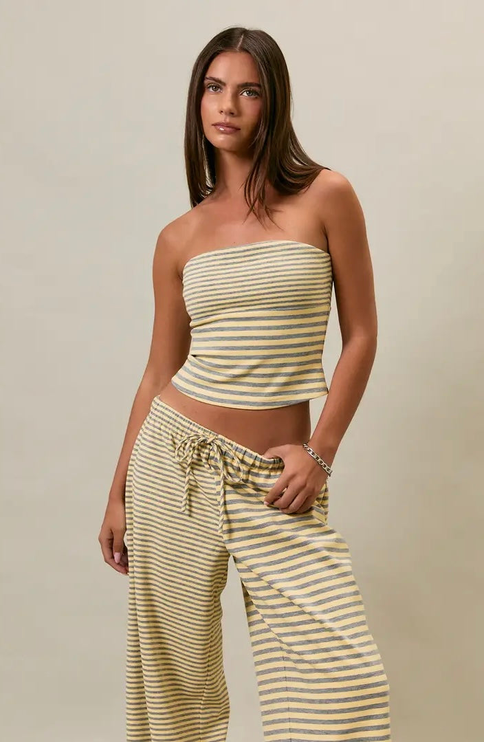 Stripe Yellow-Grey tube top