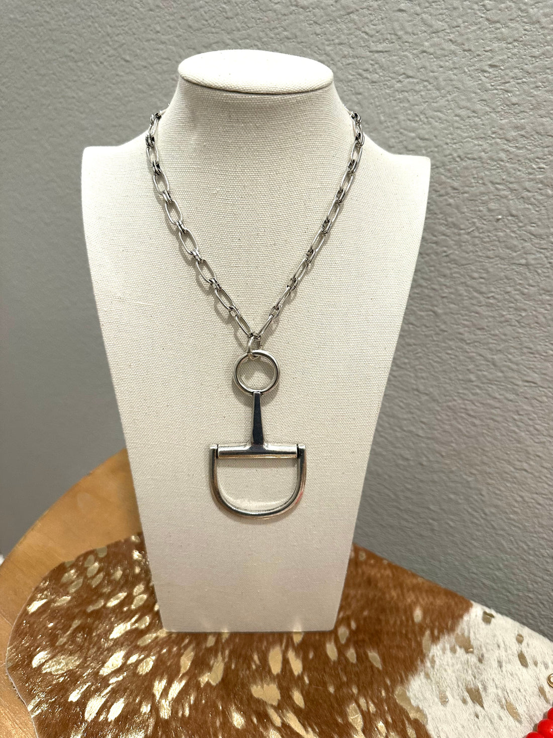 Oversized Silver Horsebit Necklace