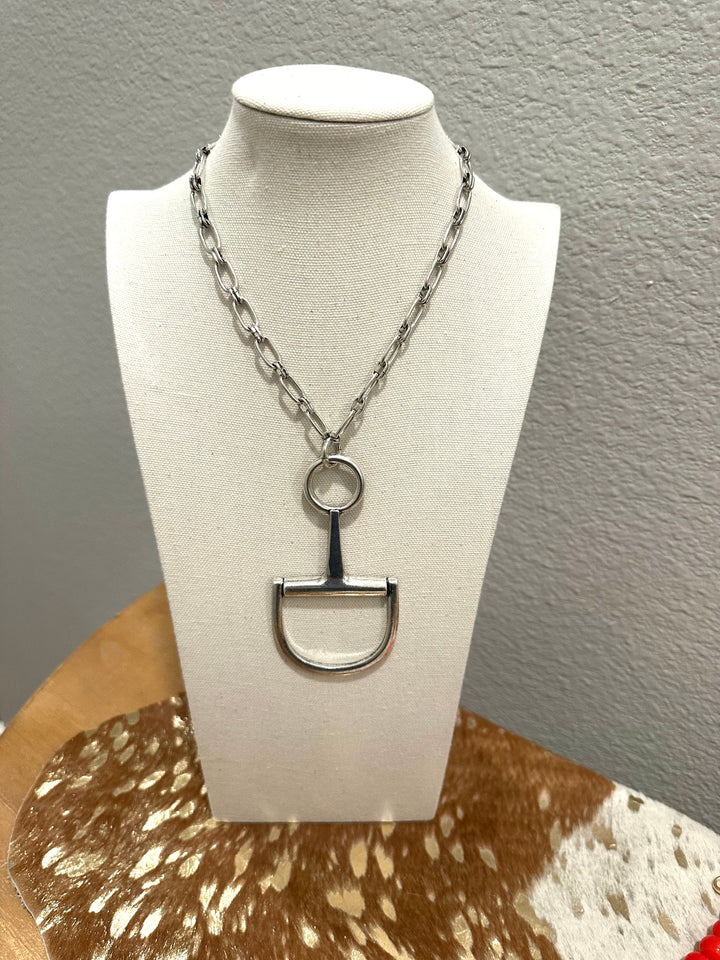Oversized Silver Horsebit Necklace
