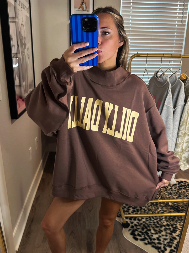 Brown Dilly Dally Mockneck